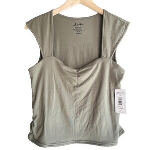 Justify Color VETIVER Short Sleeve Shirt with Sweetheart Neckline Size XL